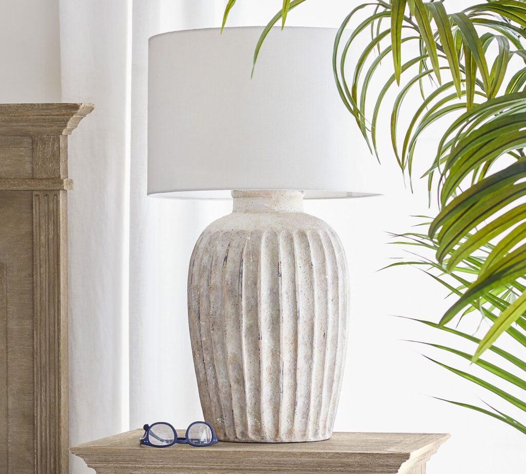 Fluted Table Lamp with Chalky texture