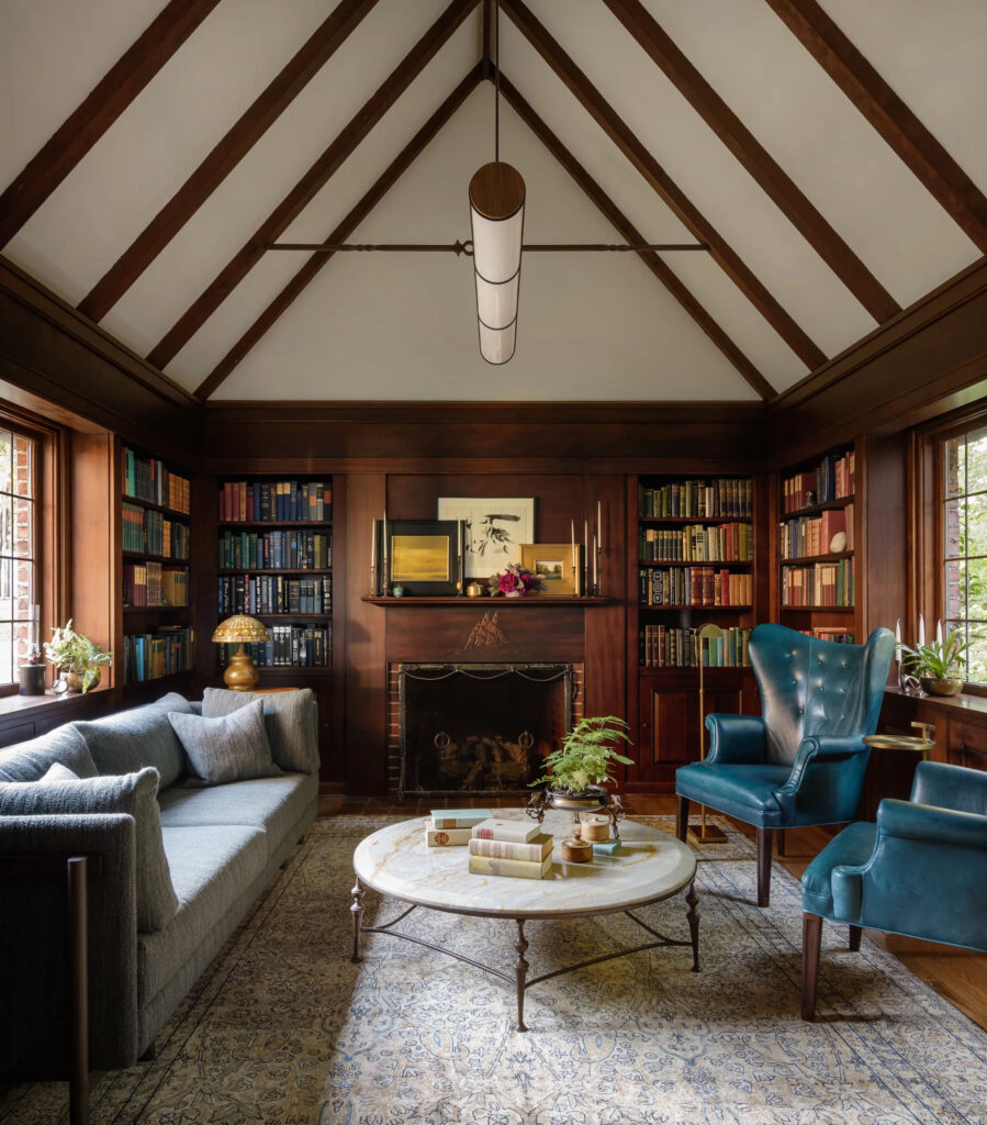 Library inside a Beautiful Tudor Remodel by Designer Jessica Helgerson