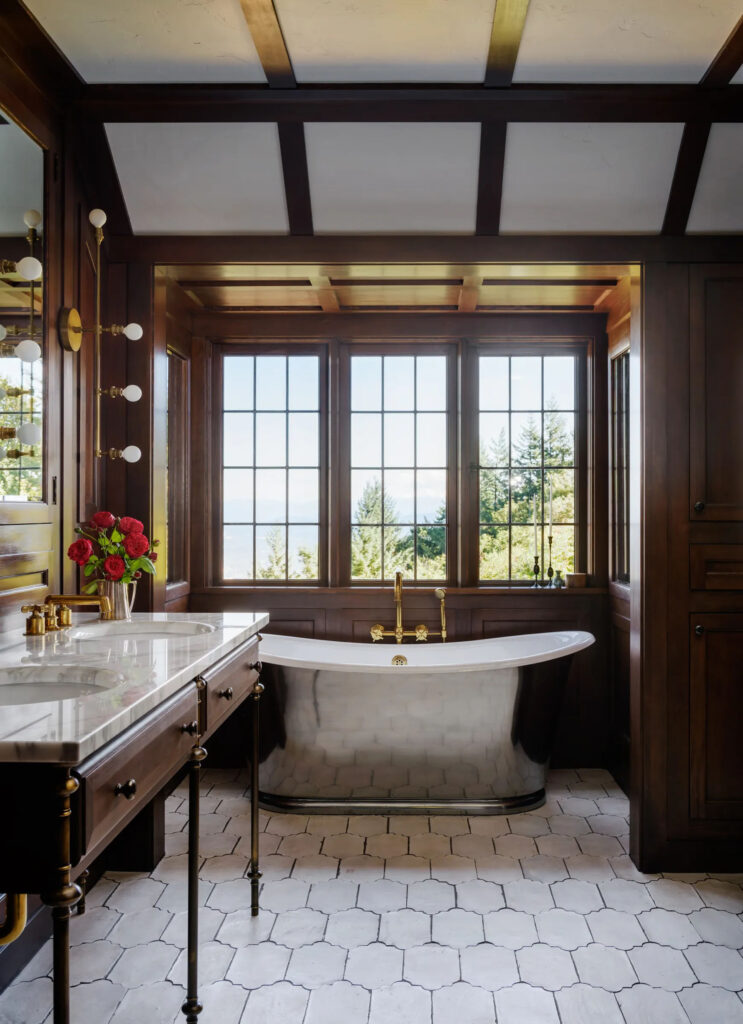 Bathroom inside a Beautiful Tudor Remodel by Designer Jessica Helgerson
