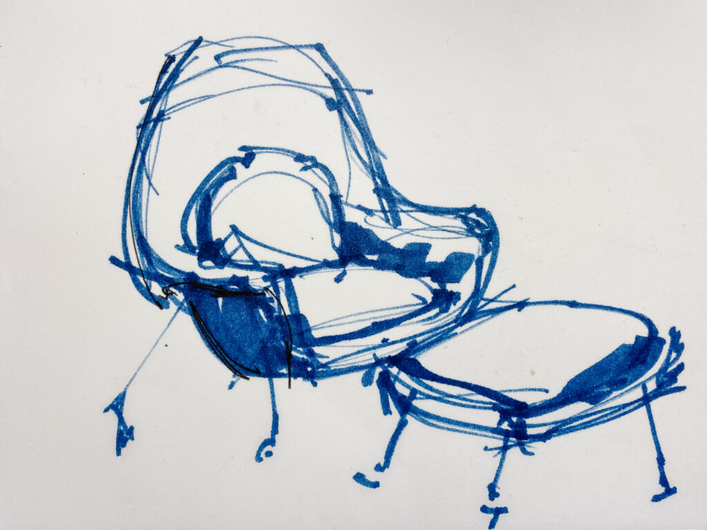 Sketch of Womb Chair by Michele Rosenboom